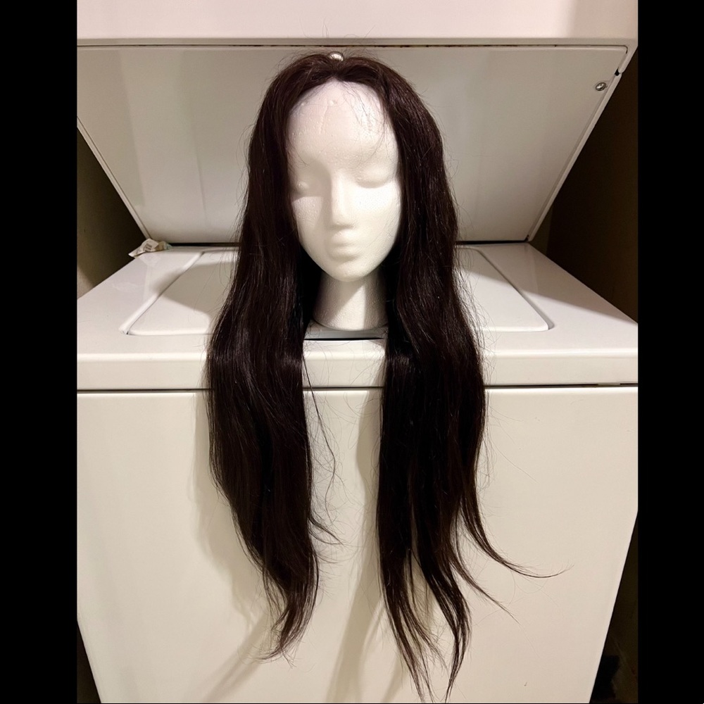 Barely Used Dark Brown Unstyled Lace Front Human Hair Wig